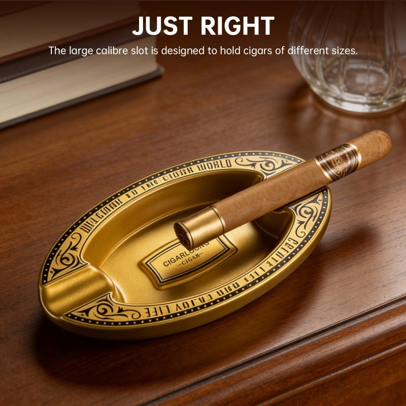 Silent Black Resin Desktop Cigar Ashtray Holds 2 Cigars Indoor Outdoor - Image 5