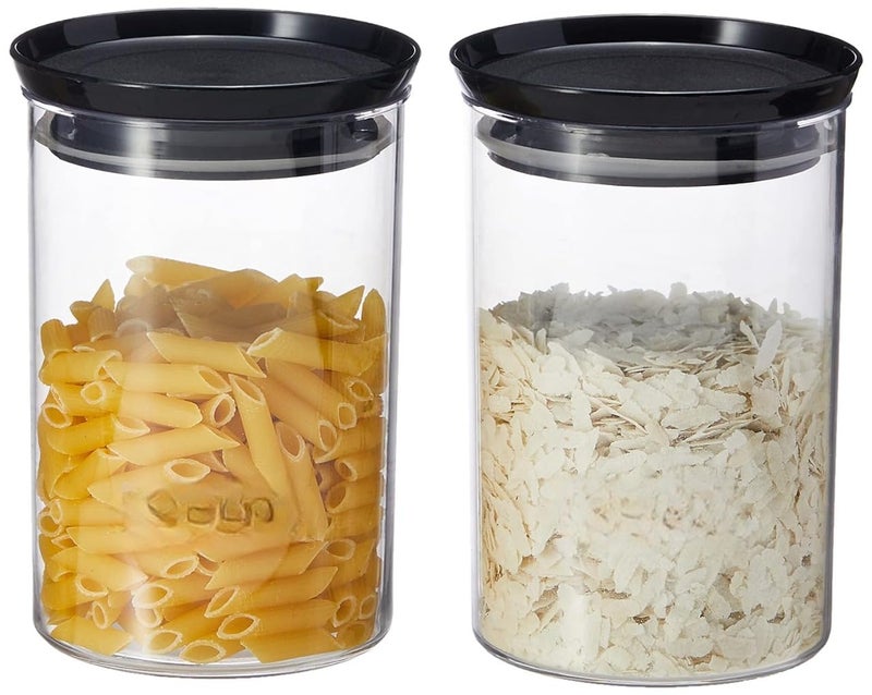GOPI Plastic Storage Jar and Container Set I Air Tight & BPA Free Containers for Kitchen Storage Set I Grocery Kitchen Container Set I Multipurpose Jar, 900 Ml Each, Set 2, Black - Image 1