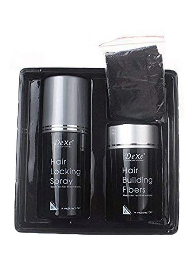 Dexe 2-Piece Hair Building Fibers And Hair Locking Spray Set Dark Brown No.2  - Image 2