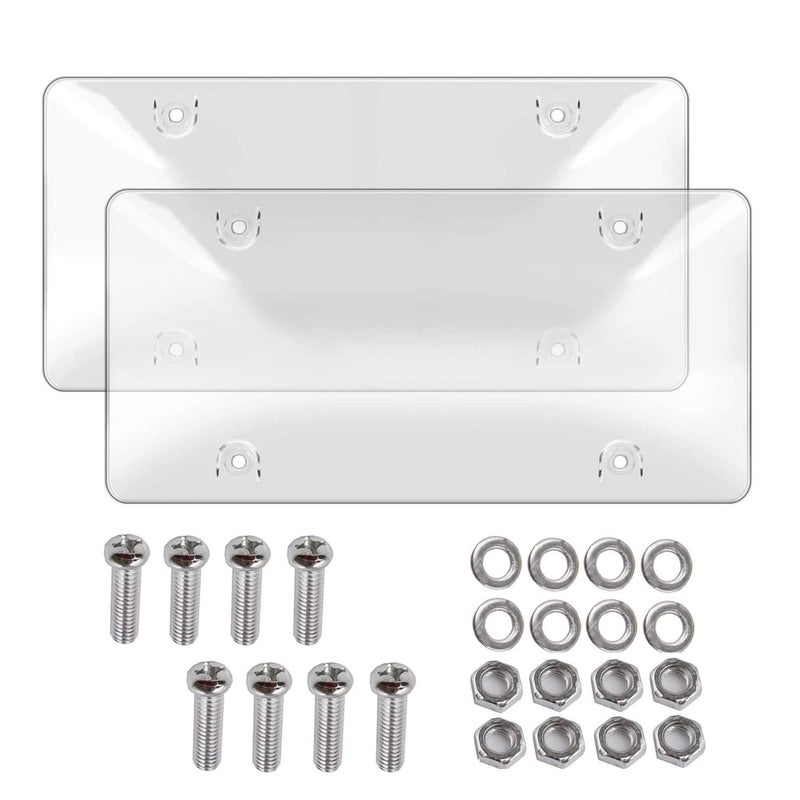 License Plates Shields 2 Pack Clear Bubble Design Plate Covers Unbreakable Novelty Frame Covers to Protect Front Back Fit Standard US Plate with Screws