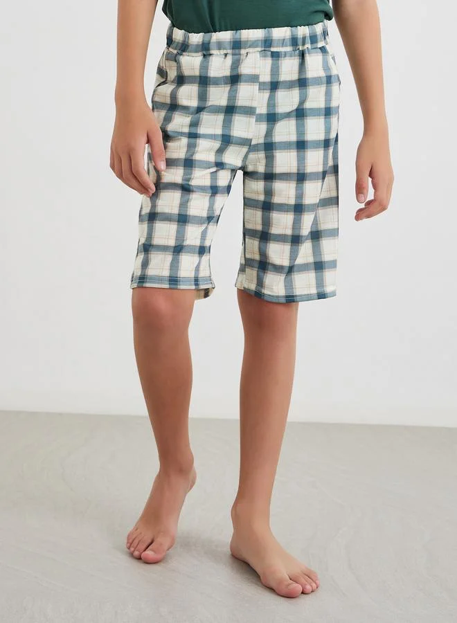 Styli Styli V Neck T-Shirt and Checked Shorts Set