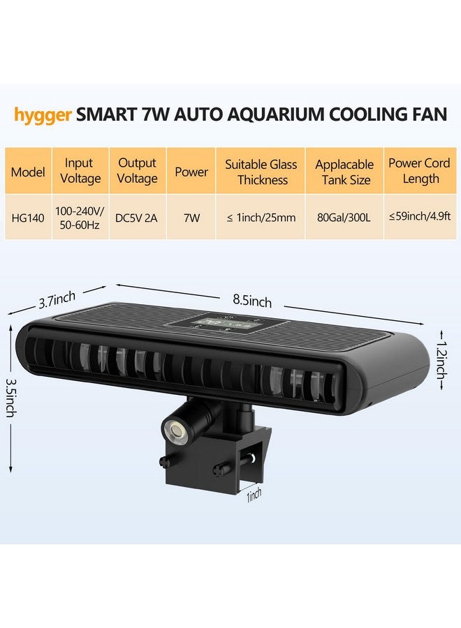 هايغر مروحة تبريد حوض السمك hygger، مروحة تبريد حوض السمك ذات التحكم التلقائي في درجة الحرارة مع درجة حرارة قابلة للتعديل و3 سرعات للرياح، مبرد حوض السمك الهادئ - Image 5