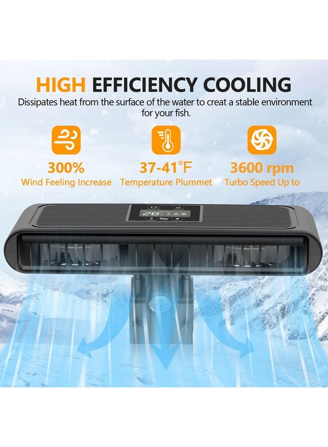 هايغر مروحة تبريد حوض السمك hygger، مروحة تبريد حوض السمك ذات التحكم التلقائي في درجة الحرارة مع درجة حرارة قابلة للتعديل و3 سرعات للرياح، مبرد حوض السمك الهادئ - Image 2