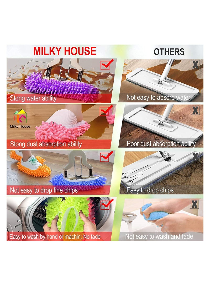 Dust Sock Cleaning Slippers,Mop Slippers for Floor Cleaning, Microfiber Dust Mop Slippers Covers Dust Hair Cleaner Foot Socks Mop Caps, Multi-Function Floor Cleaning Shoe Covers(5 Pairs)  - Image 5