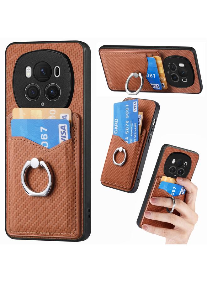 S-TOP Case For Honor Magic6 Pro Carbon Fiber Card Wallet Ring Phone Case - Image 1