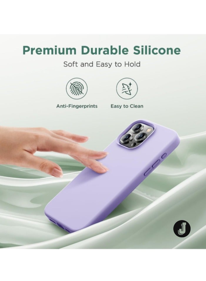 JAJEEK "Premium Soft Liquid Silicone Case for iPhone 16 Pro – Silky Soft Touch Full-Body Protective Bumper (Light Purple)" - Image 4