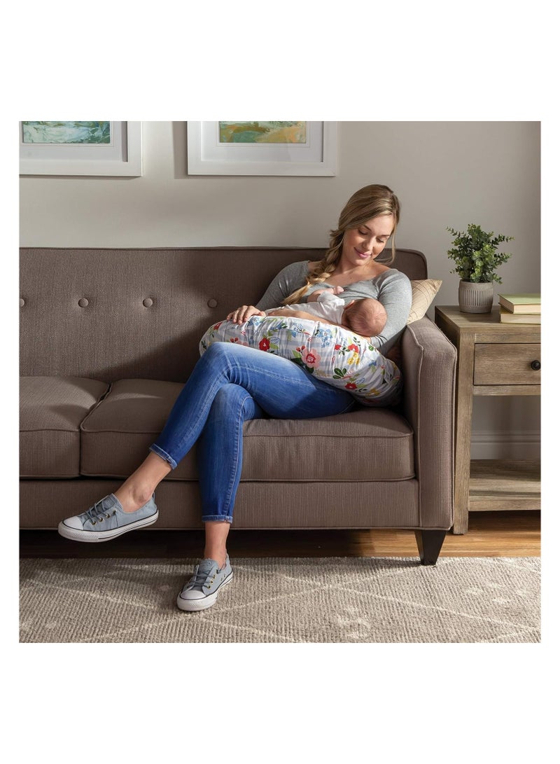 VoiDrop Voidrop Nursing Pillow, Feeding Pillows for Mom, Printed Soft Cover with Breathable Filling, Support Pillow for 0-12 Months, Multifunctional Support Cushion for Travel (BLUE)  - Image 2