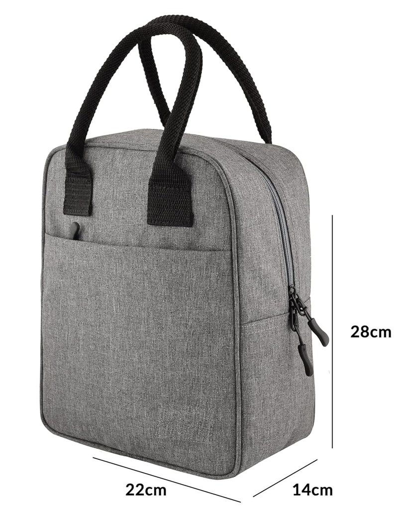 JIADA Insulated Lunch/Tiffin/Travel/Storage Bag | Unisex Lunch Box Bag for Kids, Office, Picnic, School (Grey) | Leakproof Keeps Hot and Cold | - Image 4