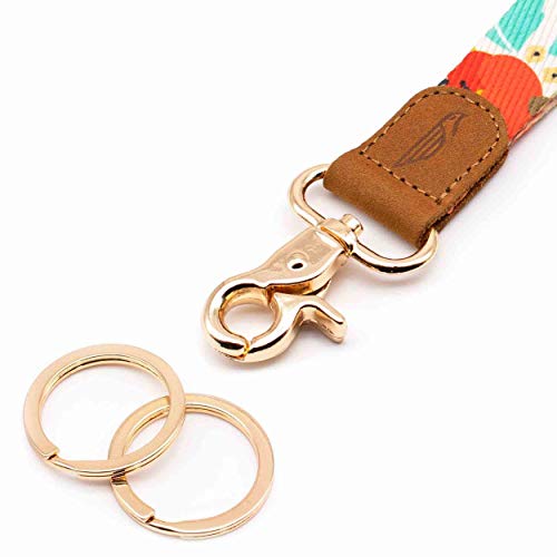 POCKT Red & Mint Blue Floral Poppy Lanyard for Keys - Image 3