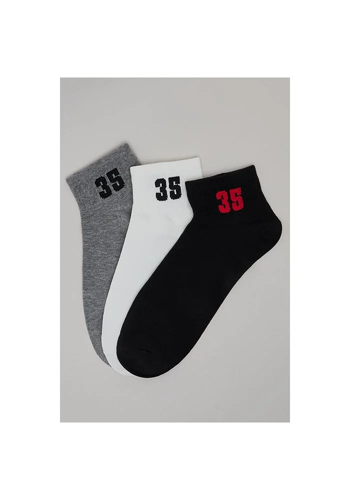 3 Pack Printed Ankle Socks