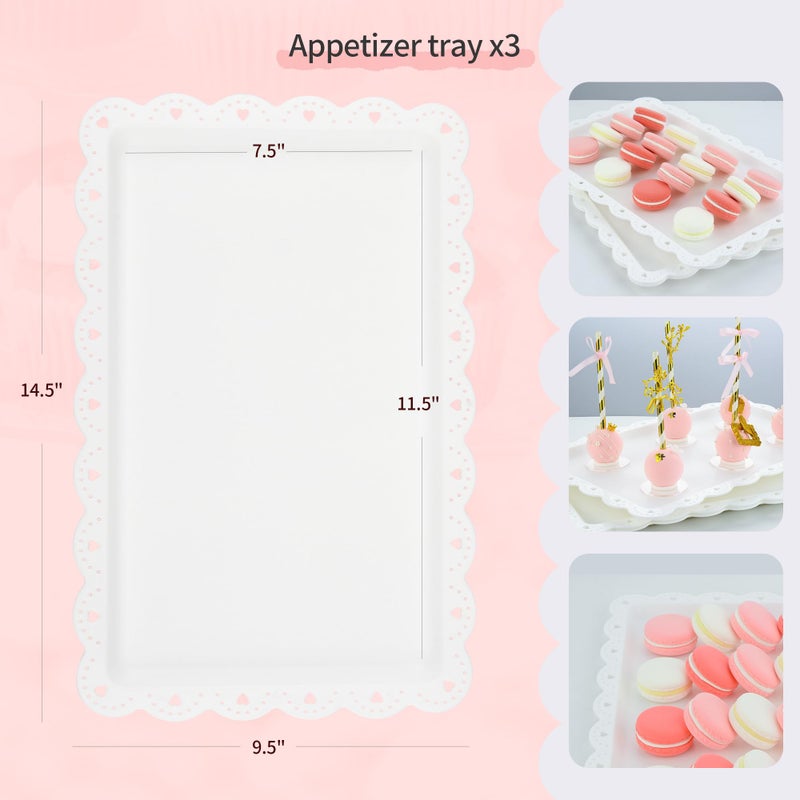 NWK 5 Piece Cake Stand Set with 2 x Large 3-Tier Cupcake Stands, 3 x Appetizer Trays, for Wedding Birthday Baby Shower Tea Party Decorations (Gold) - Image 3
