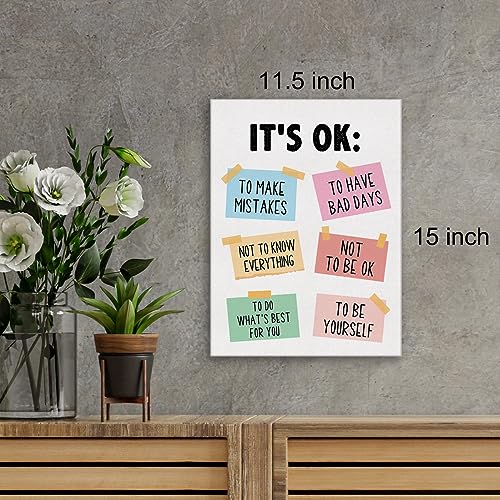 Zauly Positive Affirmations Wall Art Canvas Painting Print Framed Its Ok Not to Be Ok Artwork Canvas Sign for Classroom Playroom Homeschool Decor 12x15 Inch - Image 3