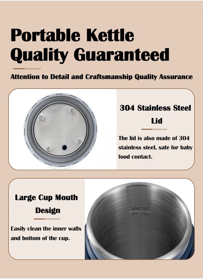 XiuWoo - Multifunction Portable Electric Kettle for Boiling Water 550ML Insulation Travel Beaker Tea Kettle Hot Water Boiler Stainless Steel Automatic Shut Off for Making Tea Coffee Baby Milk - Image 1
