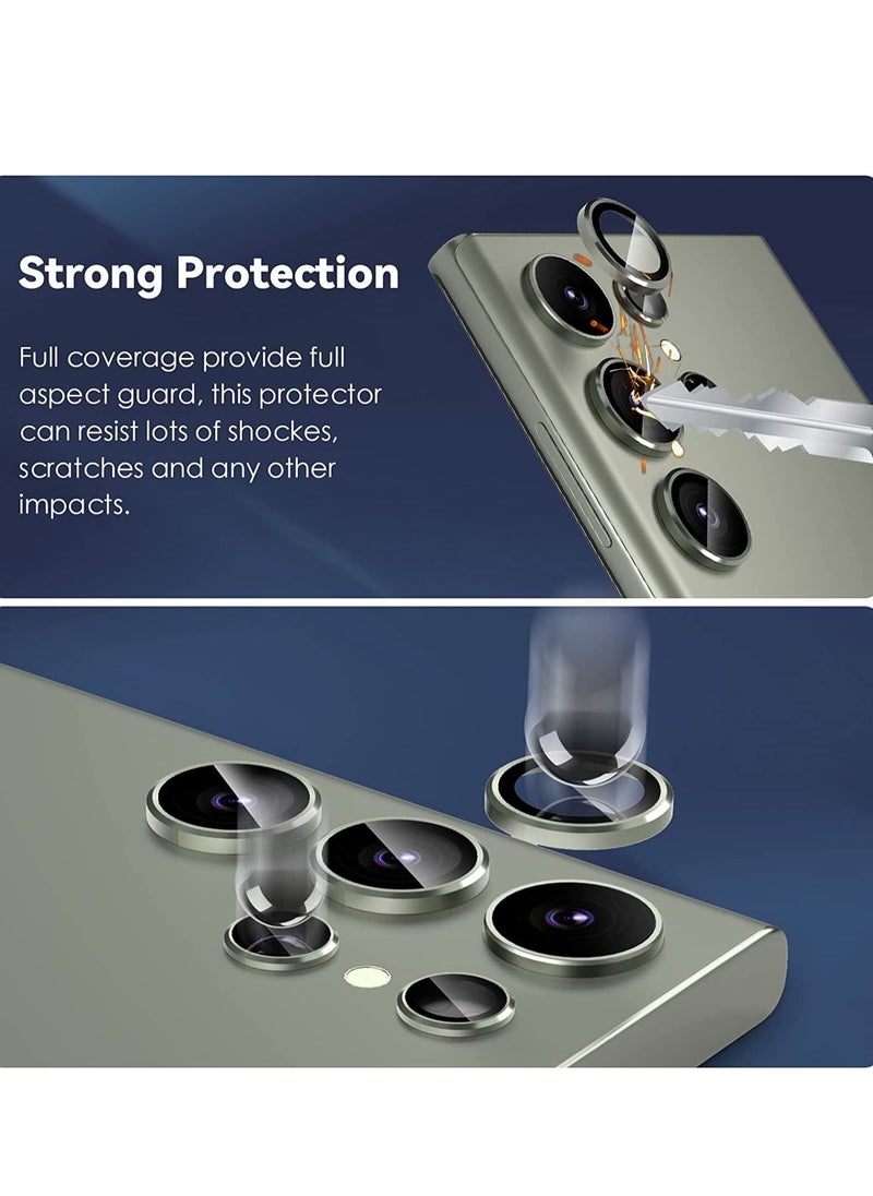Raxoom Samsung Galaxy S23 Ultra Camera Lens Protector, 9H Tempered Glass + Aluminum Alloy Metal Individual Lens Screen Ring for S23 Ultra 6.8in 5G 2023 - GreenThe Samsung Galaxy S23 Ultra Camera Lens Protect - Image 2