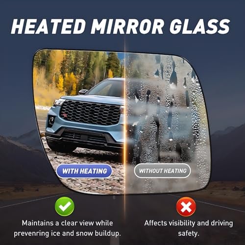 VMDCcdz Driver Side Mirror Compatible with Ford Explorer 2011-2019 with Blind Spot Light Turn Signal Light Puddle Light Heated Power Glass 9-Pins Rear View Door Mirror - Image 2
