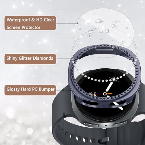 Bougraite 10+4 Pack Bling Case for Samsung Galaxy Watch 8 40mm with Tempered Glass Screen Protector, Glitter Diamond Hard PC Scratch Resistant Protective Cover Compatible with Galaxy Watch 8 40mm - Image 3