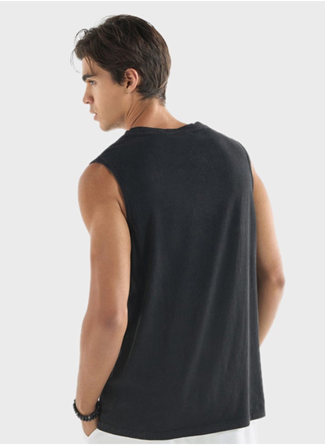 FAV Typographic Print Sleeveless T-Shirt  - Image 2
