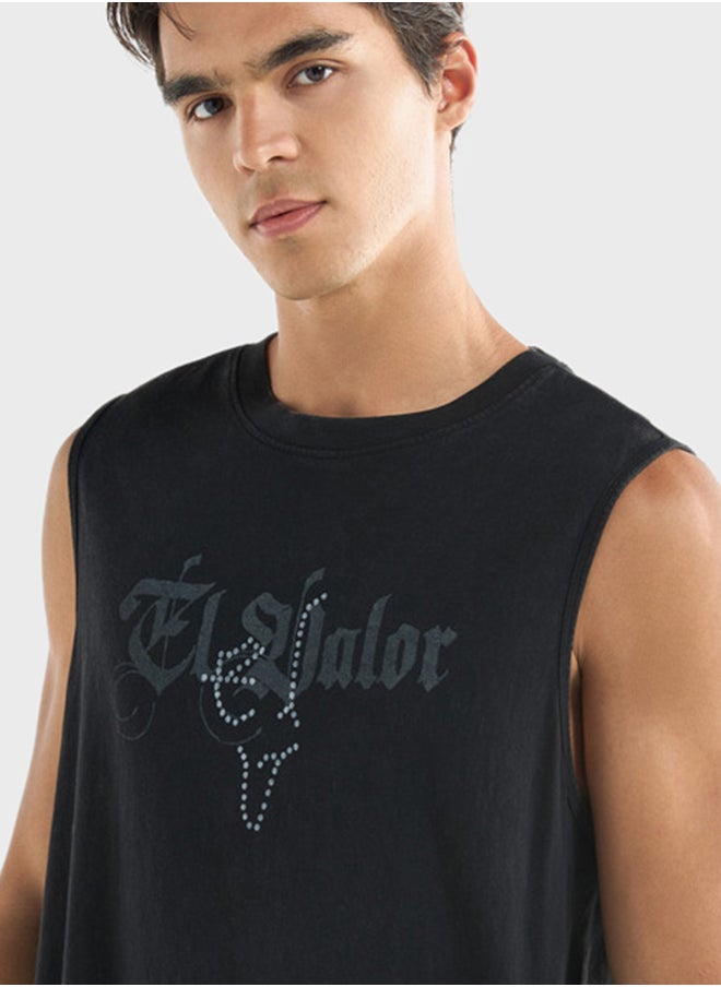 FAV Typographic Print Sleeveless T-Shirt  - Image 3