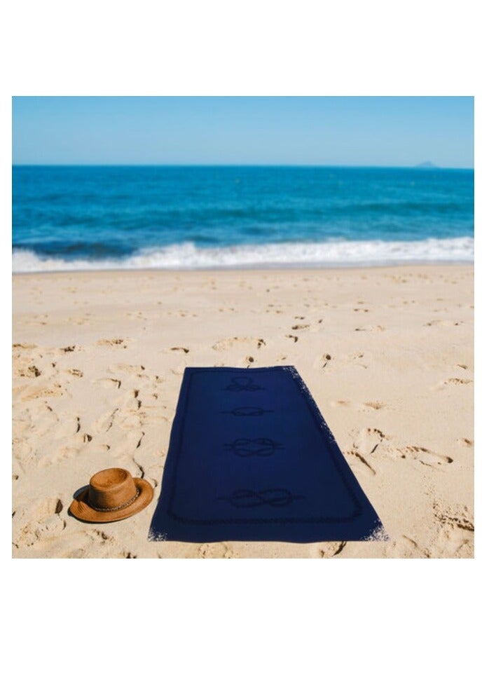 Anemoss Beach Towel, %100 Cotton, Soft, Water Absorbent, Quick Dry, Medium Thick, Pool and Bath Towel, 27x55 in, Navy Blue Color - Image 2