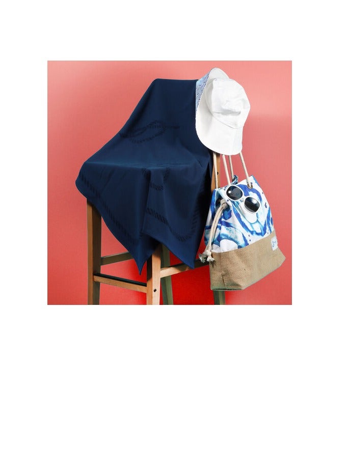 Anemoss Beach Towel, %100 Cotton, Soft, Water Absorbent, Quick Dry, Medium Thick, Pool and Bath Towel, 27x55 in, Navy Blue Color - Image 4