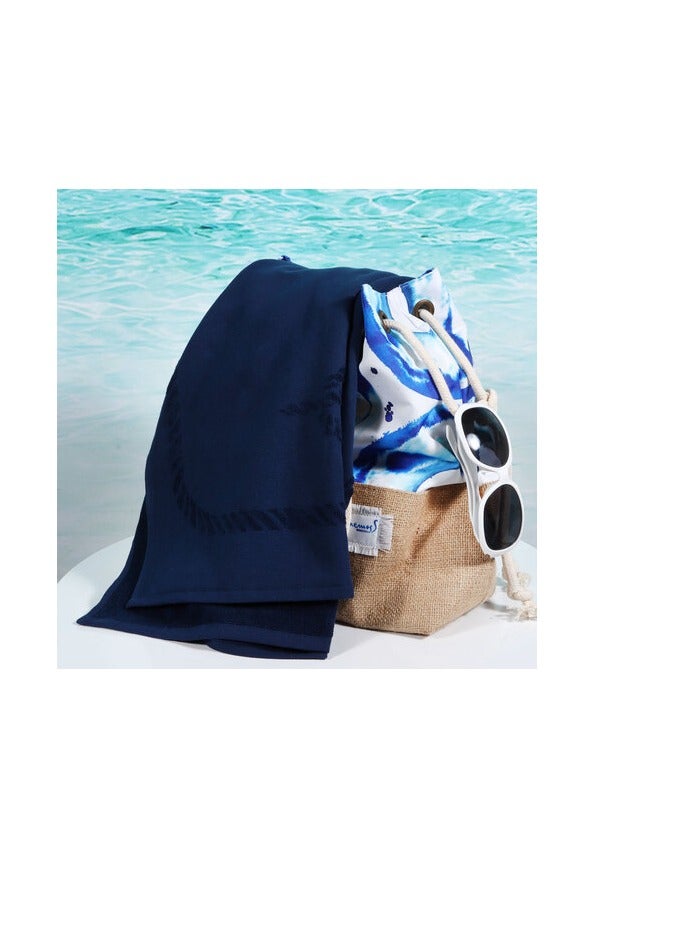 Anemoss Beach Towel, %100 Cotton, Soft, Water Absorbent, Quick Dry, Medium Thick, Pool and Bath Towel, 27x55 in, Navy Blue Color - Image 5