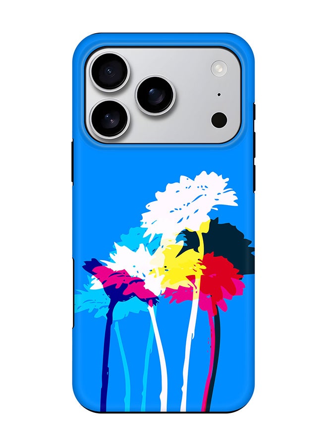 Stylizedd Tough Pro Magnetic Case for iPhone 17 Pro, Dual Layer hybrid PC + TPU Mobile Cover Matte - Bleeding Flowers (Blue)