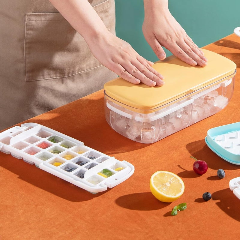 UMAI Ice Cube Trays with Scoop | 24 compartments | One-Press Demolding | Ice Cubes for Whiskey Cocktails Soft Drinks Juices | BPA Free | Yellow - Image 1