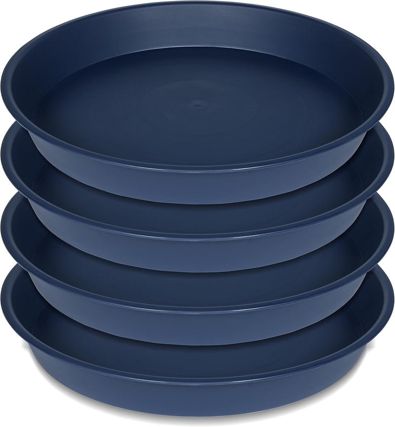 Bleuhome 4 Pack of 16 17 inch Plant Saucer (15 inch Base), 2.3" Depth, Heavy Duty Deep Plant Trays for Planter Pots, Bird Bath Bowls, Plastic Plant Saucers for Indoors (17", Blue) - Image 1