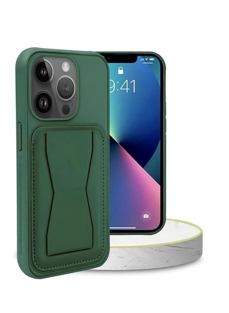 DUSALA iPhone 15 Pro Max Finger Case Cover Finger Grip Card Holder PU Leather Case Shockproof Back Card Storage & built-in Kickstand Cover for iPhone 15 Pro Max 6.7 - Image 3