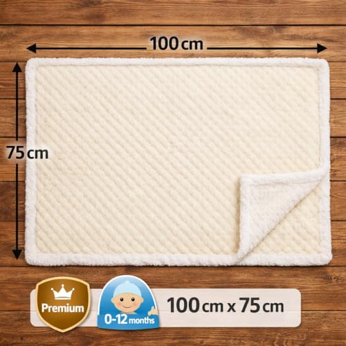 BRANDONN Premium Baby Blanket 100×75 cm – Ultra Soft Flannel Sherpa Newborn Blanket for Winter, AC, Stroller, Crib, Travel (0-12 Months) - Image 5