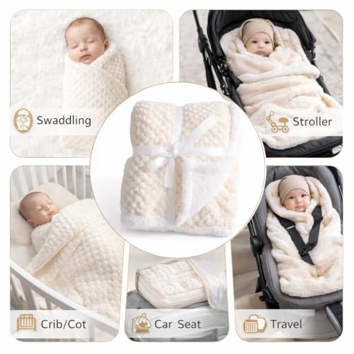 BRANDONN Premium Baby Blanket 100×75 cm – Ultra Soft Flannel Sherpa Newborn Blanket for Winter, AC, Stroller, Crib, Travel (0-12 Months) - Image 4
