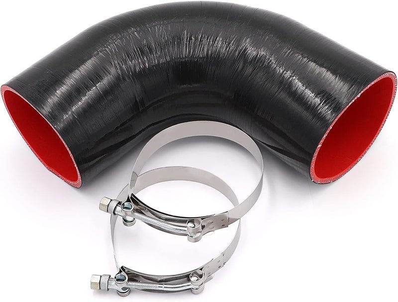 TuoLauthon 90 Degree Elbow Coupler Silicone Hose with T-Bolt Clamp for Turbo/Intercooler/Intake Piping - Image 1