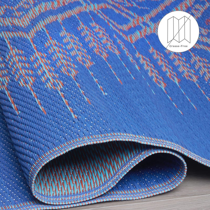 Fab Habitat Outdoor Rug - Waterproof, Fade Resistant, Crease-Free - Premium Recycled Plastic - Boho Southwestern - Porch, Deck, Balcony, Laundry Room, Patio - Jodhpur - Multi Blue - 3 x 5 ft - Image 5