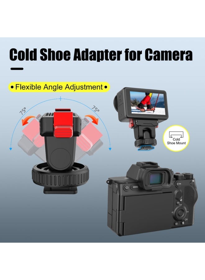 Cold Shoe Adapter Magnetic Quick Mount Compatible for DJI Osmo Nano/Action 6,Tripod Mount with 1/4" Screw for DJI Osmo Action 6 Camera DSLR Photography Accessories,150 Degrees Tilt Adjustable - Image 5