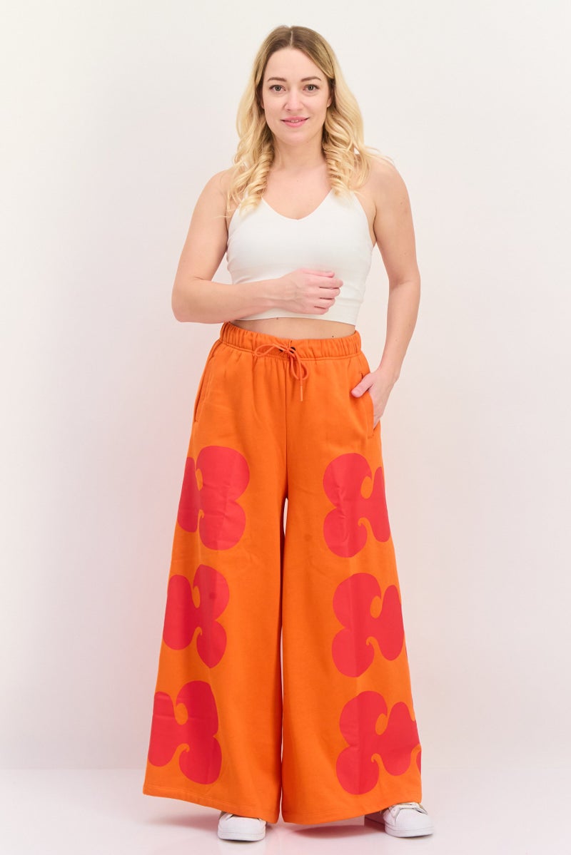 Adidas Women Loose Fit Marimekko Outdoor Pants, Orange - Image 3