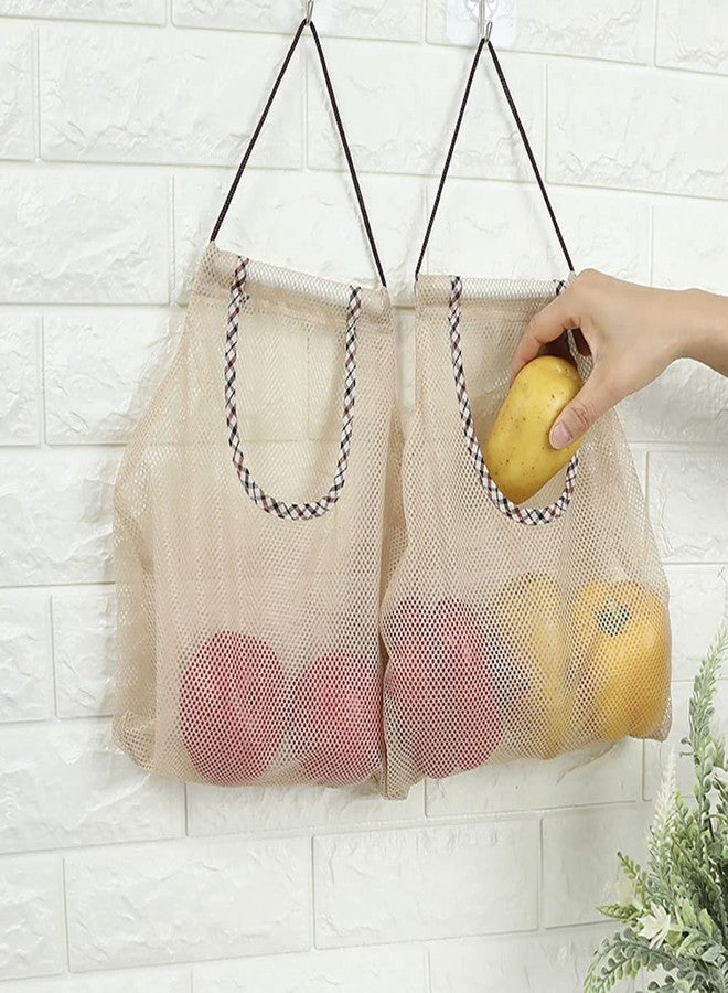 DOYIFun 5pcs Reusable Breathable Hanging Storage Mesh Bags, Durable & Strong Fruit and Vegetables, Washable Kitchen Storage Holder Bags for Potatoes, Onions, Garlics, Vegetables, Fruit - Image 2