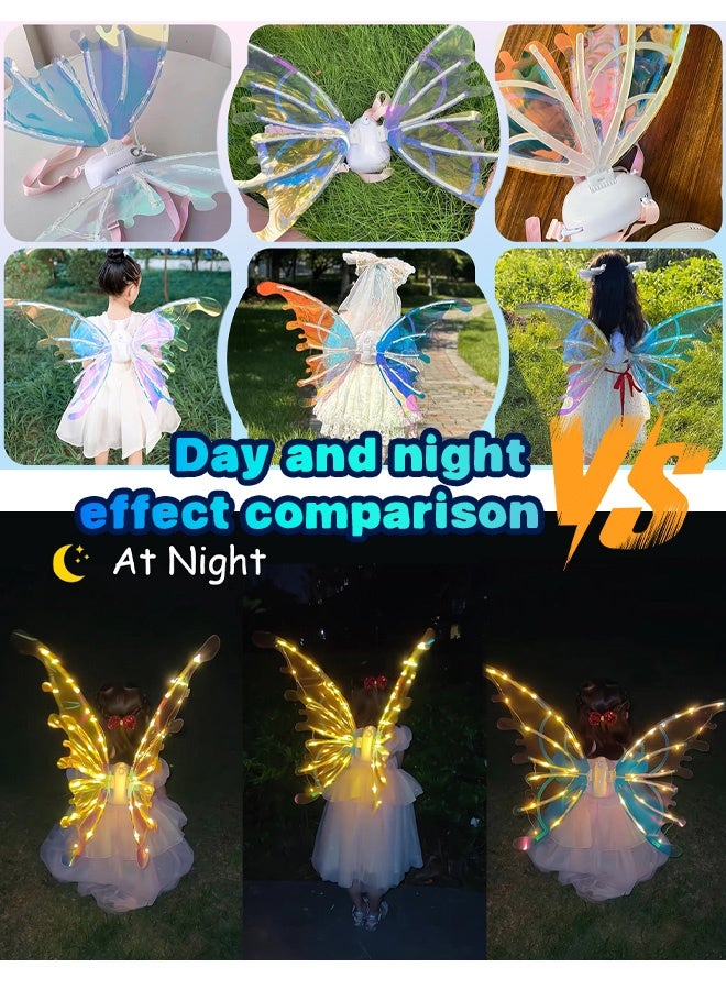 Glowing Butterfly Wings  Light Up Moving DIY Elf Wings with LED Lights and Music, Costume Accessory for for Cosplay, Dress Up Party Favor, Birthday Ideas, Princess Gifts Toy - Image 1