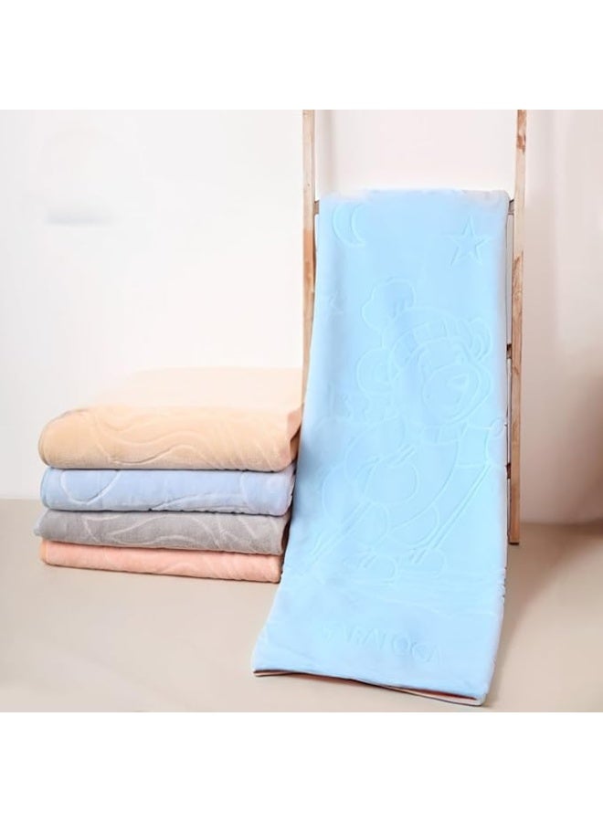 Double Layered Plush Fleece Blanket, Soft Lightweight, Comfortable and Warm with Colorful Design for Home, Bed, Sofa and School Use for Girls and Boys, 110 x 90 cm, Blue (Baby Blue) - Image 1
