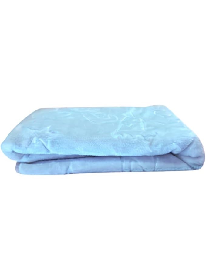 Double Layered Plush Fleece Blanket, Soft Lightweight, Comfortable and Warm with Colorful Design for Home, Bed, Sofa and School Use for Girls and Boys, 110 x 90 cm, Blue (Baby Blue) - Image 2