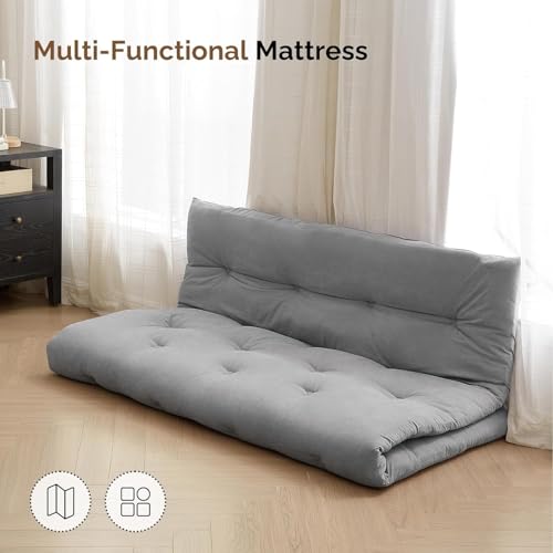 IMSMARTMART Fiber Mattress Futon Single Bed Mattress 36"X 72" Foldable Roll Up Tatami 2.5" Thicken Futon Multi Scene Floor Mattresses Yoga Living Room, Grey - Image 3