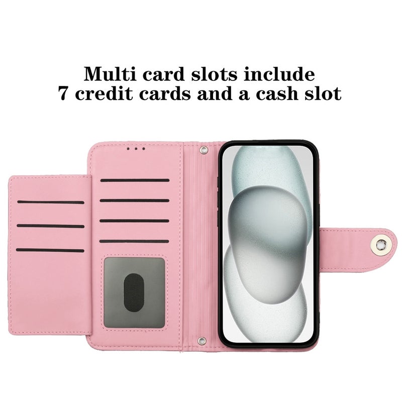 HuHa Case Cover For Tecno Spark 20 Pro Rhombic Texture Flip Leather Phone Case with Lanyard(Pink) - Image 4