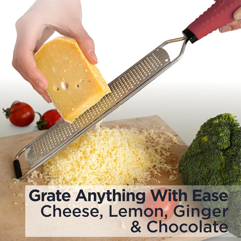 Deiss PRO Citrus Zester & Manual Cheese Grater - Parmesan, Lemon, Ginger, Garlic, Nutmeg, Chocolate - Sharp Stainless Steel Blade - Dishwasher Safe - Image 5