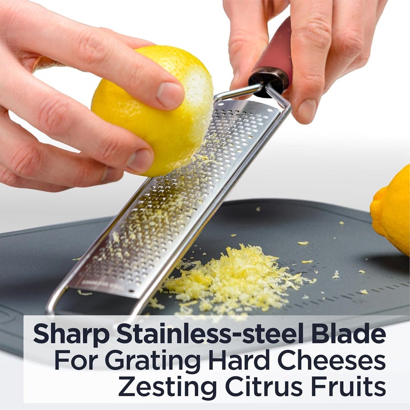 Deiss PRO Citrus Zester & Manual Cheese Grater - Parmesan, Lemon, Ginger, Garlic, Nutmeg, Chocolate - Sharp Stainless Steel Blade - Dishwasher Safe - Image 2