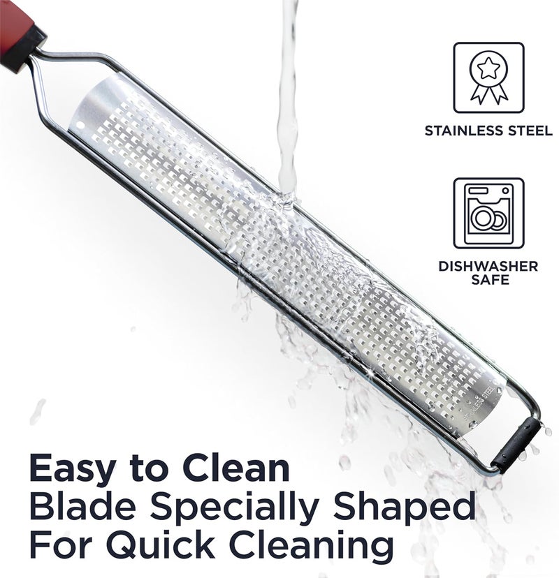 Deiss PRO Citrus Zester & Manual Cheese Grater - Parmesan, Lemon, Ginger, Garlic, Nutmeg, Chocolate - Sharp Stainless Steel Blade - Dishwasher Safe - Image 4