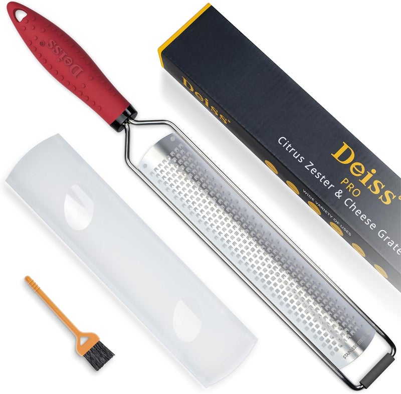 Deiss PRO Citrus Zester & Manual Cheese Grater - Parmesan, Lemon, Ginger, Garlic, Nutmeg, Chocolate - Sharp Stainless Steel Blade - Dishwasher Safe - Image 1