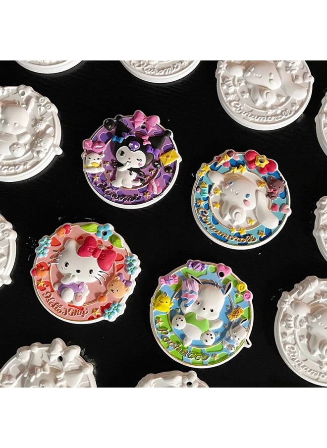 xozgdovg Liou Kulomi Gypsum Relief Painting Pendant Children's Handmade DIY Graffiti Doll Cinnamon Dog Aromatherapy Listing-Color:Strawberry Bear Listing-1 White Embryo  - Image 4
