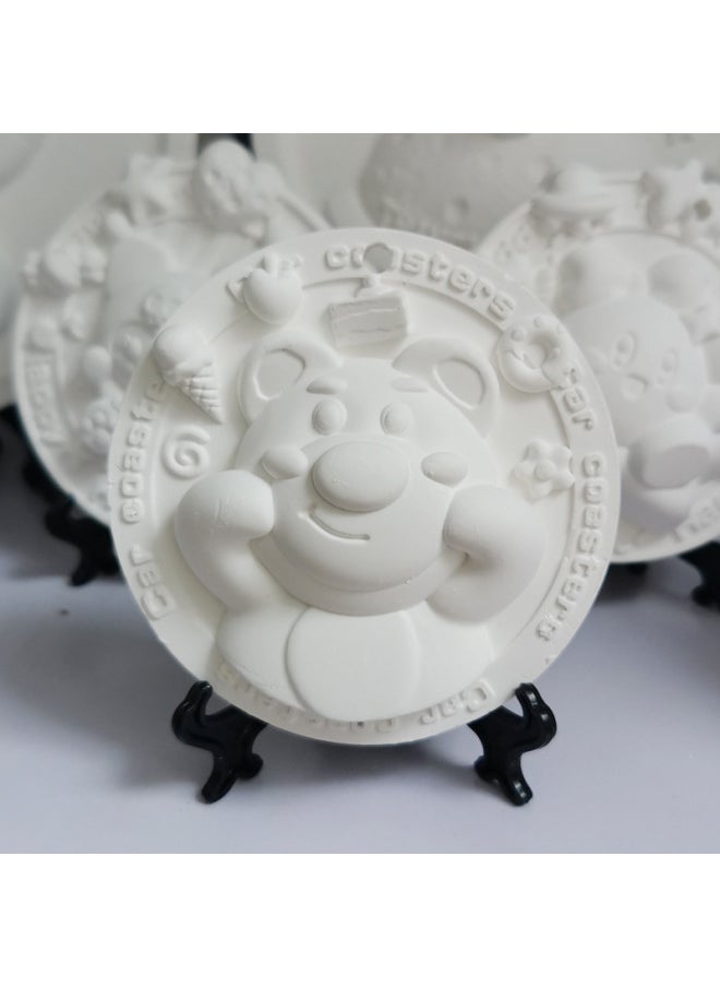 xozgdovg Liou Kulomi Gypsum Relief Painting Pendant Children's Handmade DIY Graffiti Doll Cinnamon Dog Aromatherapy Listing-Color:Strawberry Bear Listing-1 White Embryo  - Image 1