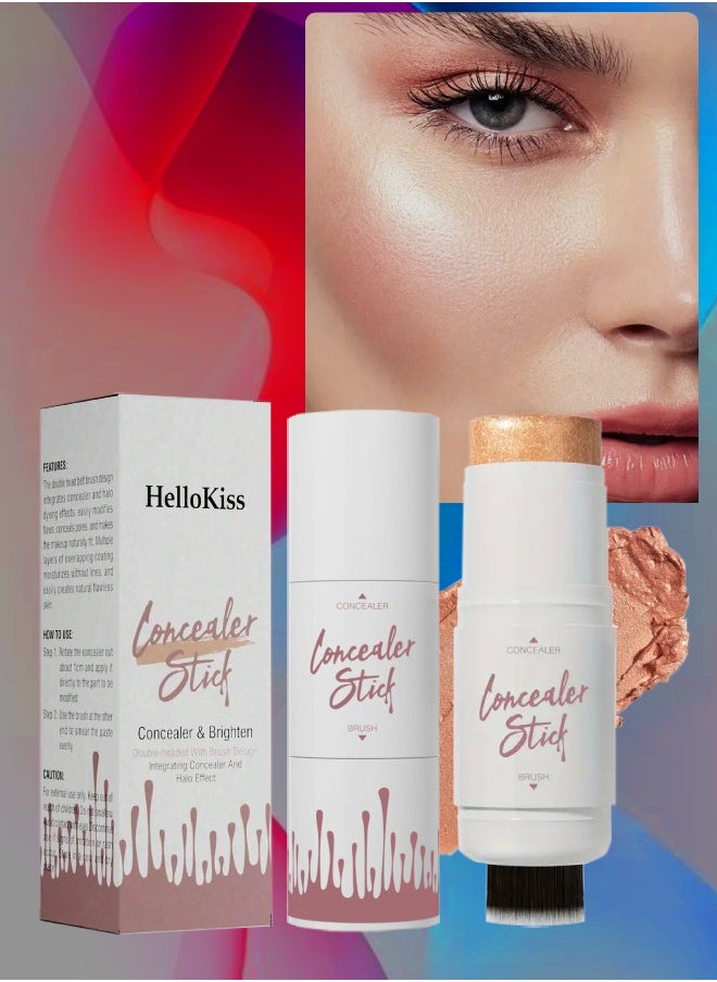 HelloKiss Concealer Stick with Brush Head Highlighter Makeup Stick Highlighter Creamy Stick Long Lasting Waterproof Makeup Stick for Concealer and Brighten Concealer Contour Highlighter Stick 05  - Image 1