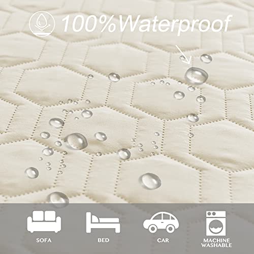 Tcksstex Waterproof and Anti-Slip Dog Bed Cover and Pet Blanket Sofa Pet Bed Mat ，car Incontinence Mattress Protectors Furniture Couch Cover for Most Cats Dogs, Pets（52x82-Ivory） - Image 2