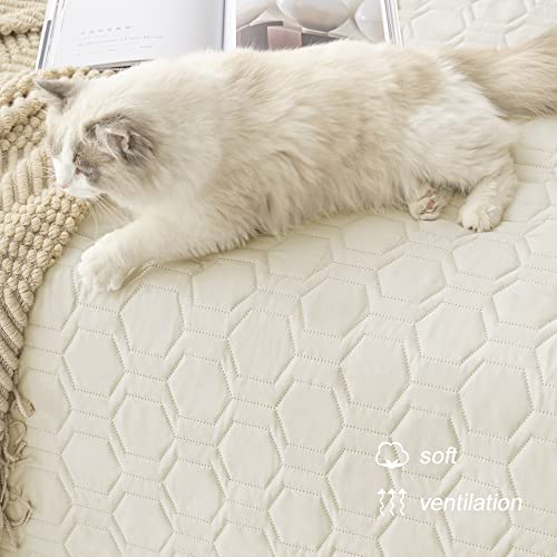 Tcksstex Waterproof and Anti-Slip Dog Bed Cover and Pet Blanket Sofa Pet Bed Mat ，car Incontinence Mattress Protectors Furniture Couch Cover for Most Cats Dogs, Pets（52x82-Ivory） - Image 5
